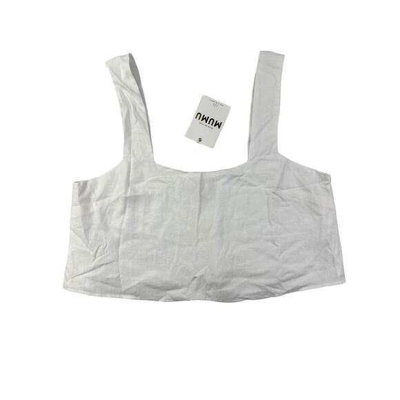 Show Me Your MuMu - Tara Linen Square Neck Crop Top in White - Picture 1 of 3